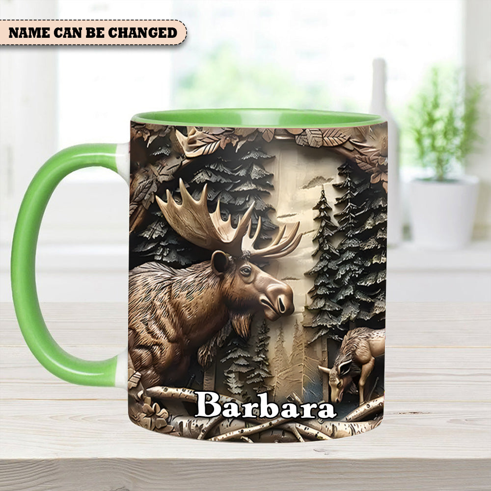Rustic Gift for Mother's Day & Nature Lovers Vintage Moose Wreath Personalized Accent Mug Gift For Nature Lovers - Image 5