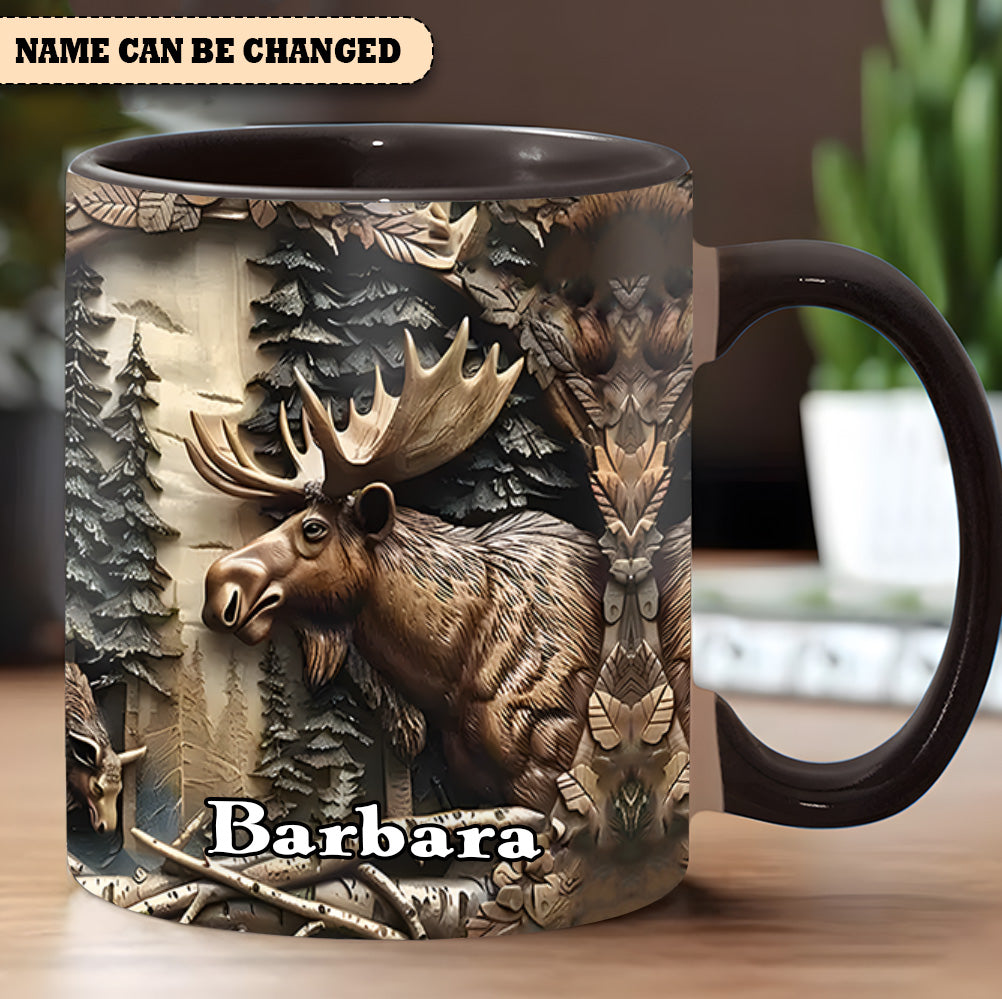 Rustic Gift for Mother's Day & Nature Lovers Vintage Moose Wreath Personalized Accent Mug Gift For Nature Lovers - Image 4