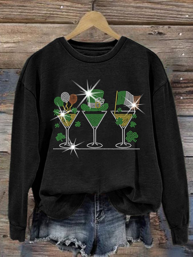 Shamrock Cocktail St Patty's Day Sweatshirt Irish Holiday St Paddys Shirts St Patricks Day Gift - Image 2
