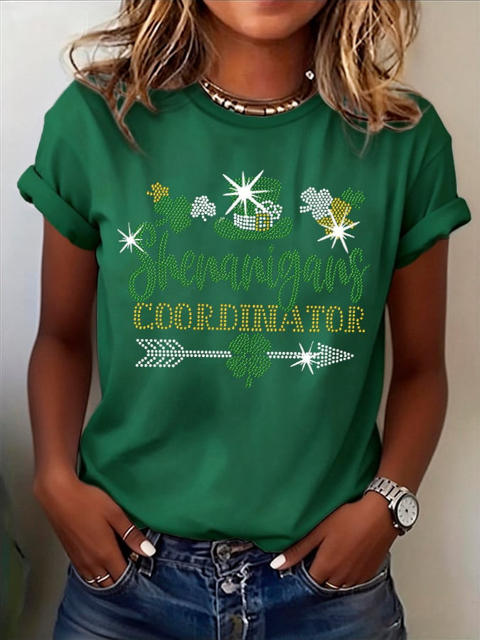 Shenanigans Coordinator Bedazzled Shirt T Shirt St Patricks Day Shirt Lucky Irish Gift Ideas