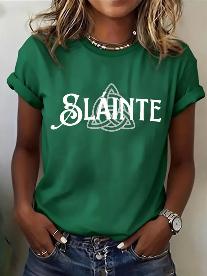 Slainte Irish St. Patrick's Day Shamrock Shirt Saint Paddy's Day Shirts Festive Irish Gift
