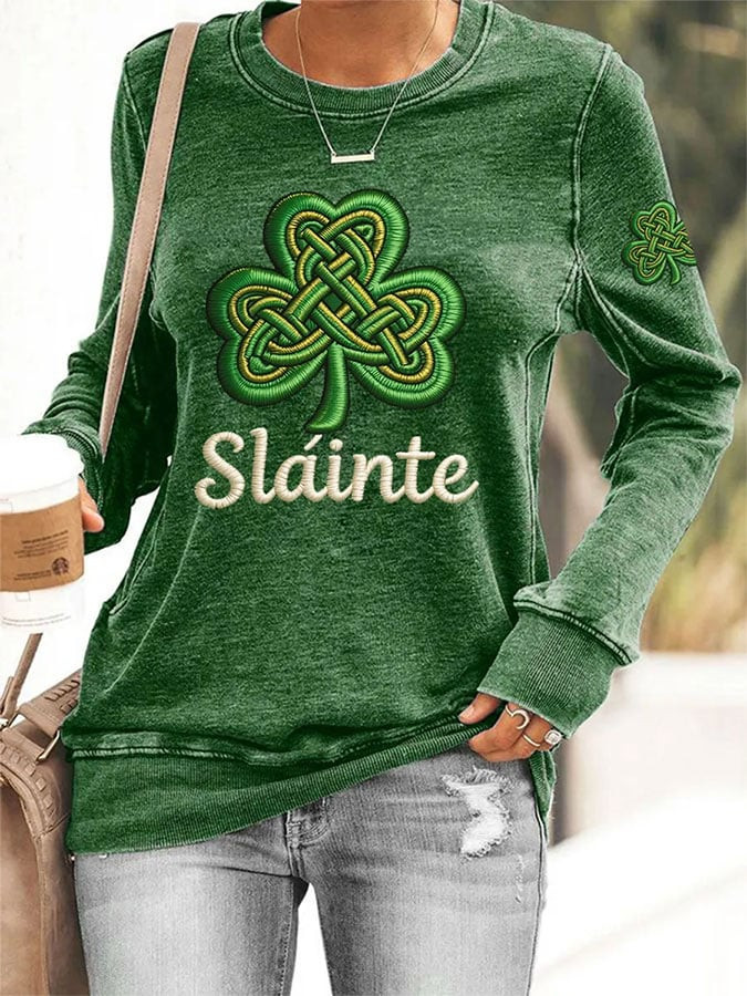 Slainte Shamrock Celtic Knot Sweatshirt Irish Culture St Patricks Clothes Irish Celebration Gifts - Image 2