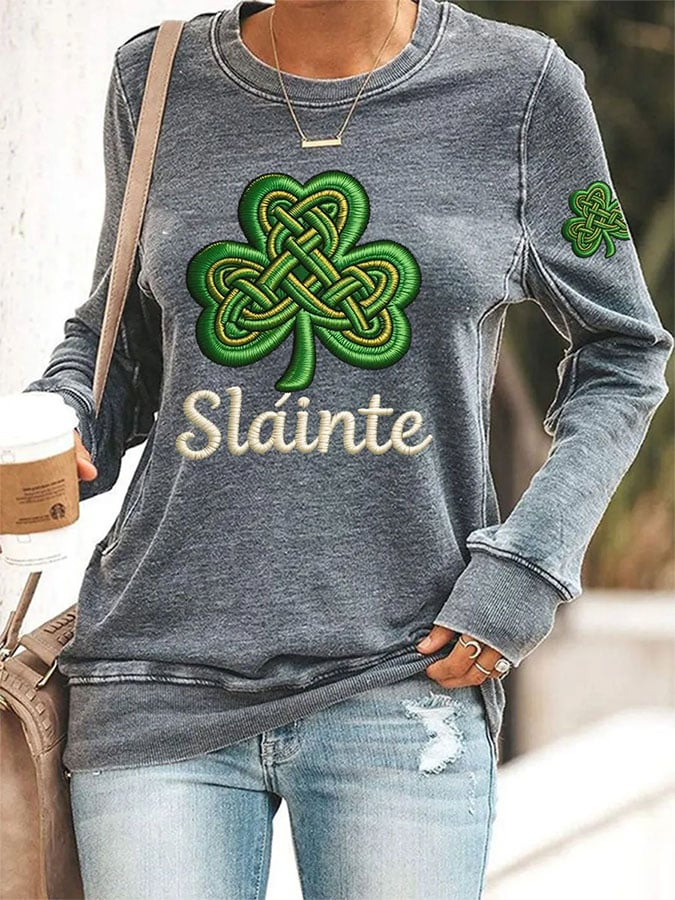 Slainte Shamrock Celtic Knot Sweatshirt Irish Culture St Patricks Clothes Irish Celebration Gifts