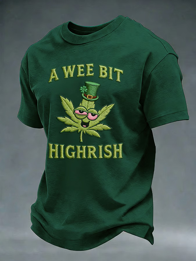 St Patrick's Day A Wee Bit Highrish T-Shirt Funny Saying St Patricks Day Shirts Gifts For Dad - Image 2
