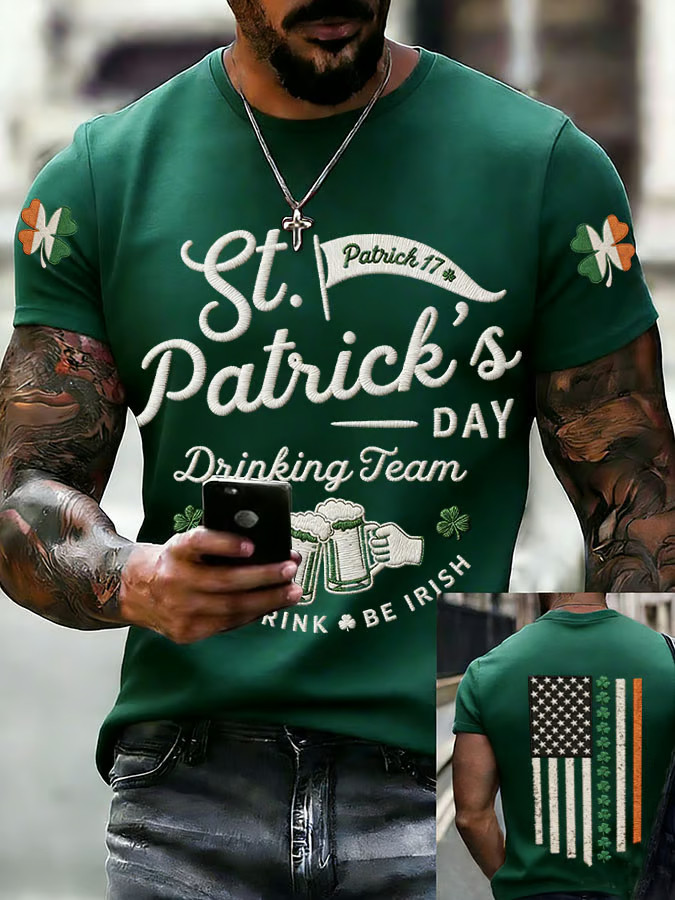 St Patrick's Day Drinking Team Short-Sleeved T-Shirt Funny Irish Beer Gift - Image 2