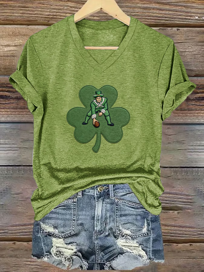 St Patrick's Day Leprechaun Shamrock V-Neck T-Shirt Cute Irish Lucky Gift