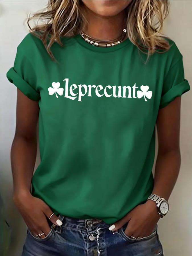 St Patrick's Day Leprecunt Clover Shirt Funny Irish T-Shirt for Women Irish Festival Gift