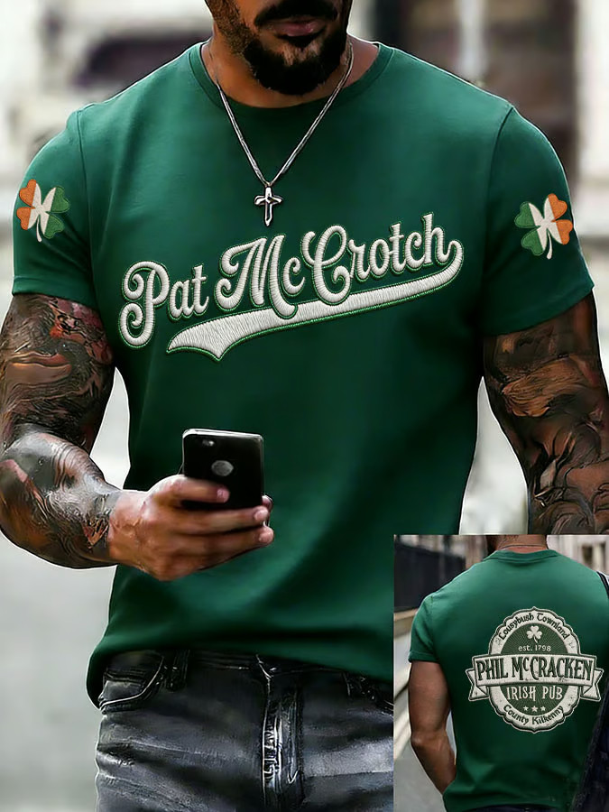 St Patrick's Day Pat McCrotch Short-Sleeved T-Shirt Funny Irish Pub Gift - Image 2