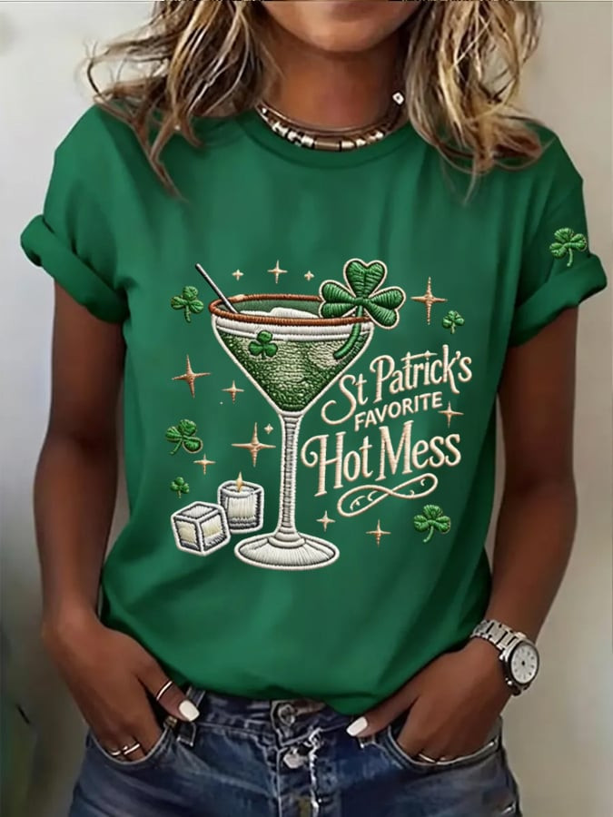 St Patrick's Favorite Hot Mess Shirt St Paddy's Day Shirt Martini Lover Irish Pub Gift