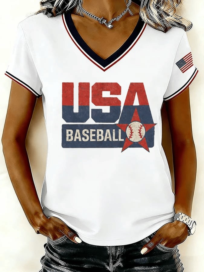 Team USA WBC 2026 V-Neck T-Shirt World Baseball Classic 2026 Game Day Shirts Gift For Fans - Image 2
