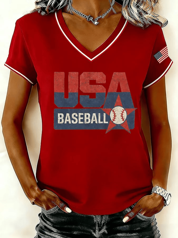 Team USA WBC 2026 V-Neck T-Shirt World Baseball Classic 2026 Game Day Shirts Gift For Fans - Image 3