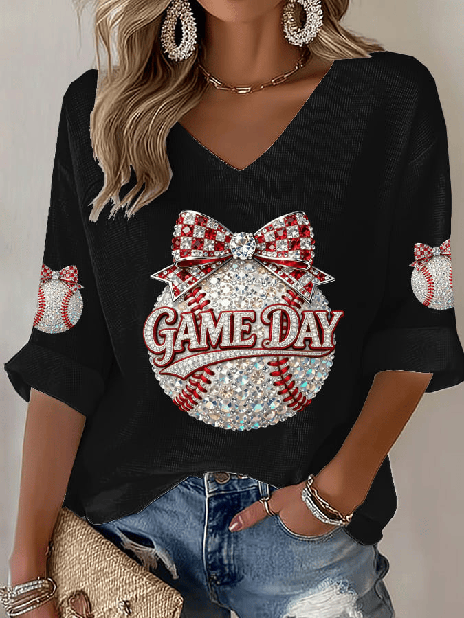 Team USA WBC 2026 V-Neck T-Shirt World Baseball Classic 2026 Shirt Game Day Baseball Apparel - Image 2