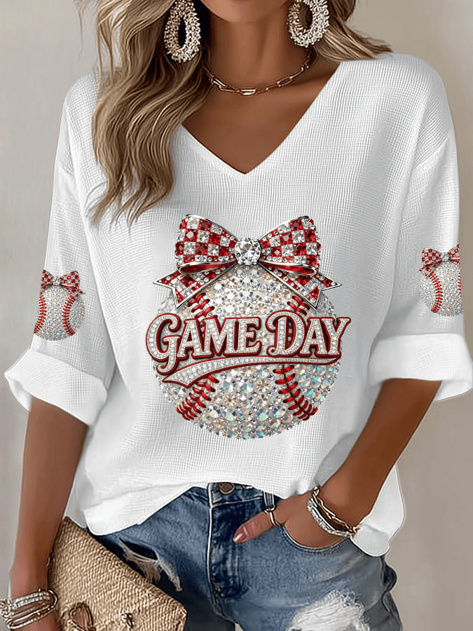Team USA WBC 2026 V-Neck T-Shirt World Baseball Classic 2026 Shirt Game Day Baseball Apparel - Image 3