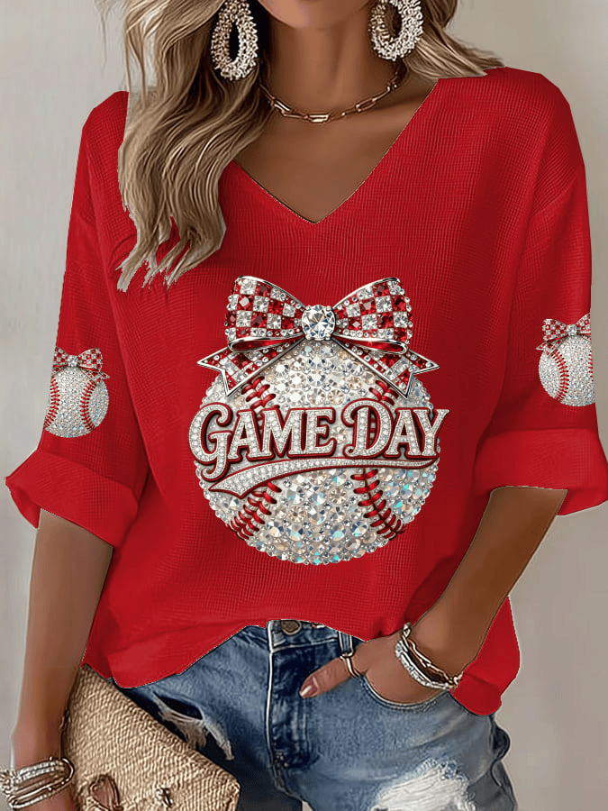 Team USA WBC 2026 V-Neck T-Shirt World Baseball Classic 2026 Shirt Game Day Baseball Apparel - Image 4