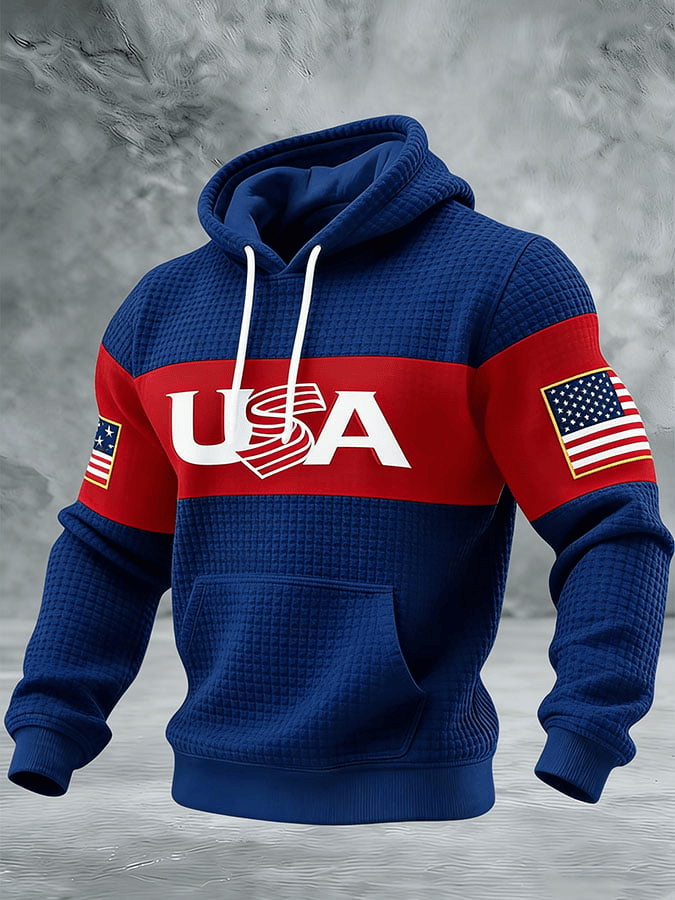Team USA WBC 2026 Waffle Hoodie World Baseball Classic Hoodie Team USA Baseball Merch Fans Gift - Image 2