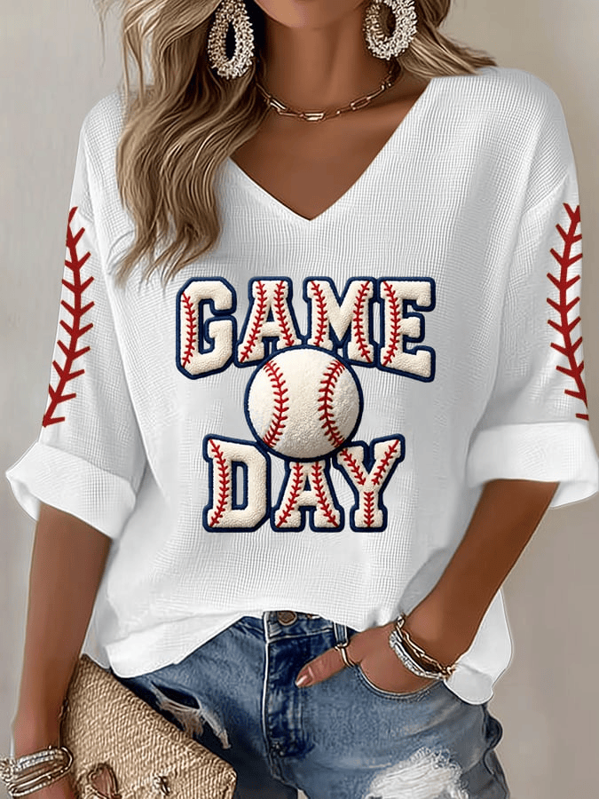 Team USA World Baseball Classic 2026 V-Neck T-Shirt Game Day Baseball Apparel WBC 2026 Shirt - Image 2