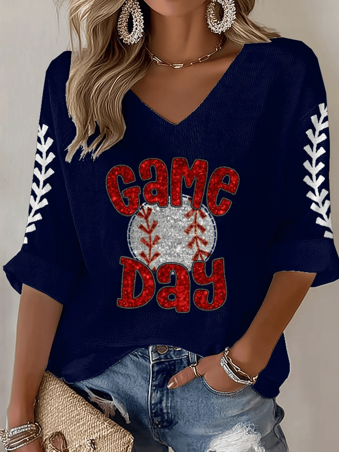 Team USA World Baseball Classic 2026 V-Neck T-Shirt Game Day Baseball Apparel WBC 2026 Shirt - Image 2