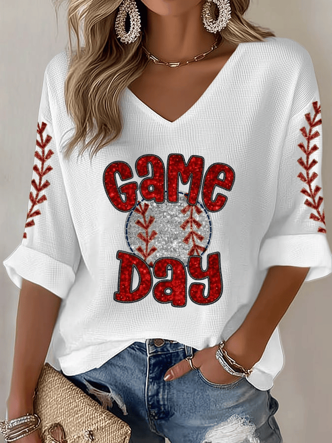 Team USA World Baseball Classic 2026 V-Neck T-Shirt Game Day Baseball Apparel WBC 2026 Shirt - Image 3