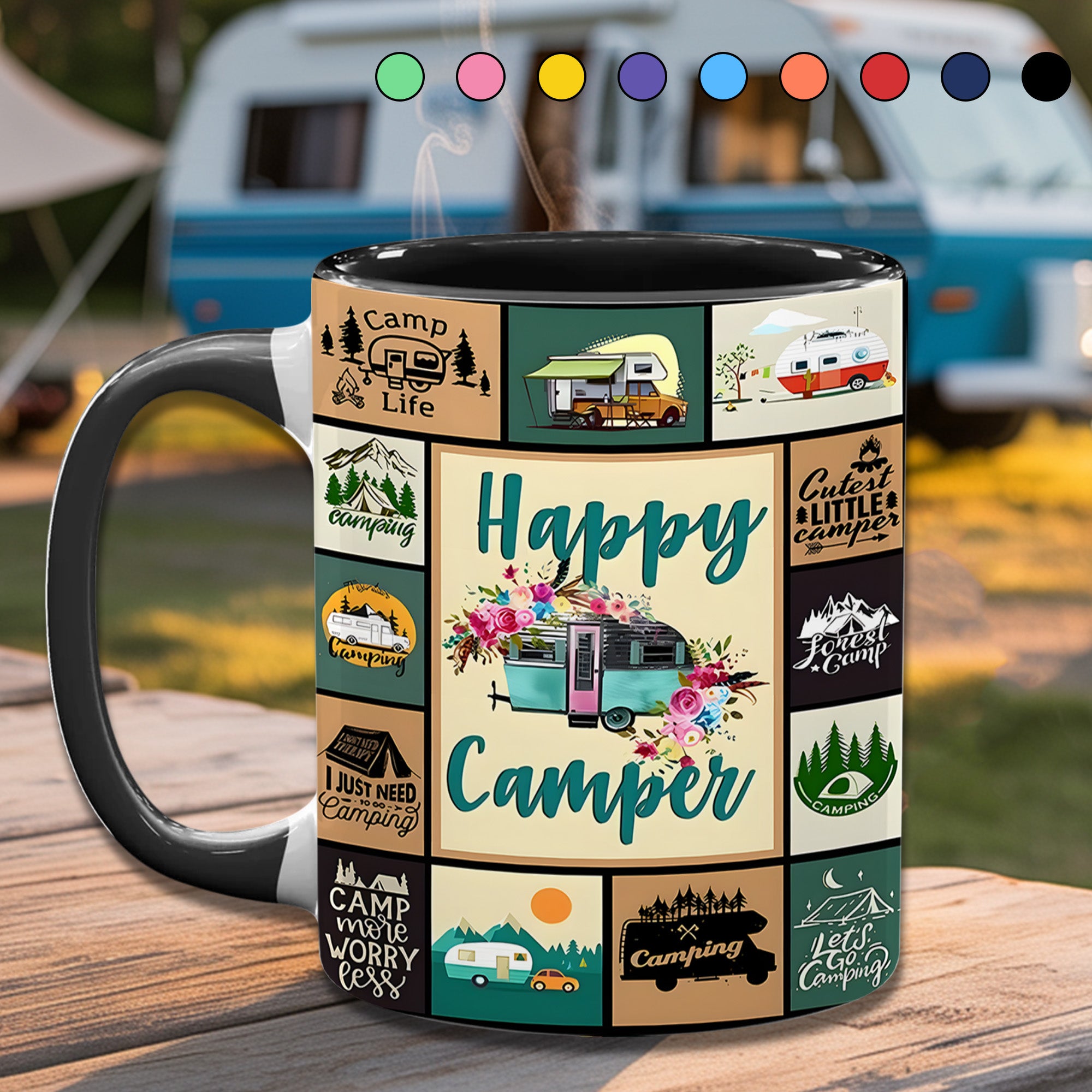 The Camping Vintage Collection Accent Mug Happy Camper Gift For Road Trip Adventurers