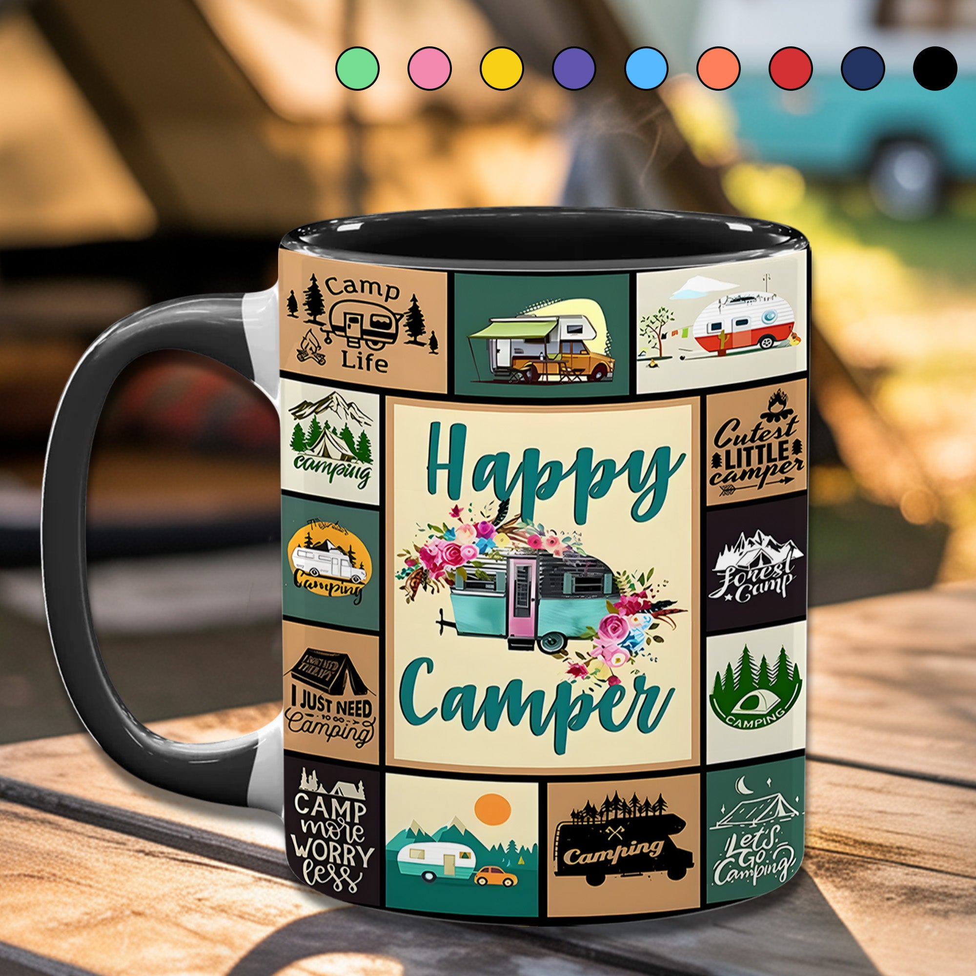 The Camping Vintage Collection Accent Mug Happy Camper Gift For Road Trip Adventurers - Image 2