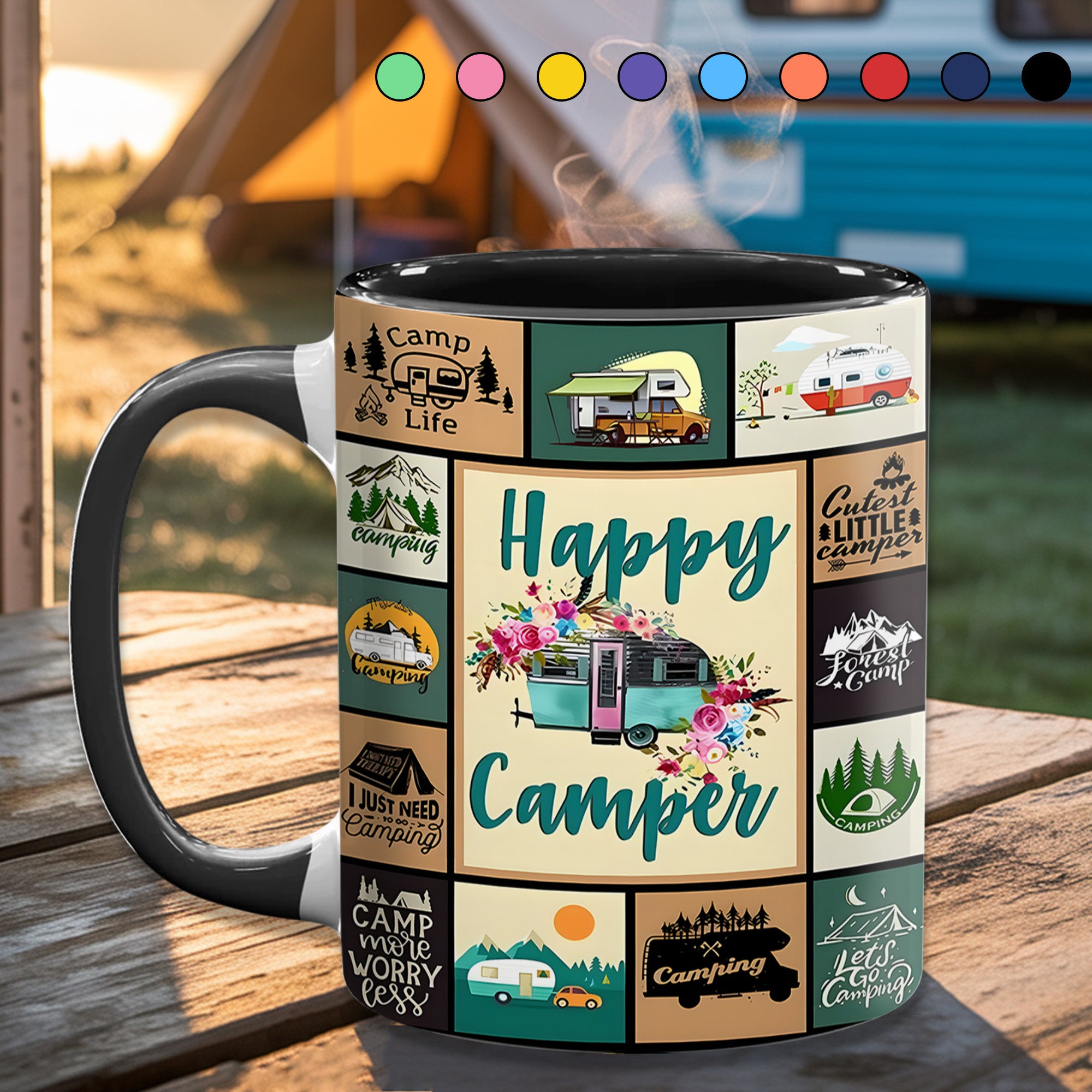 The Camping Vintage Collection Accent Mug Happy Camper Gift For Road Trip Adventurers - Image 4
