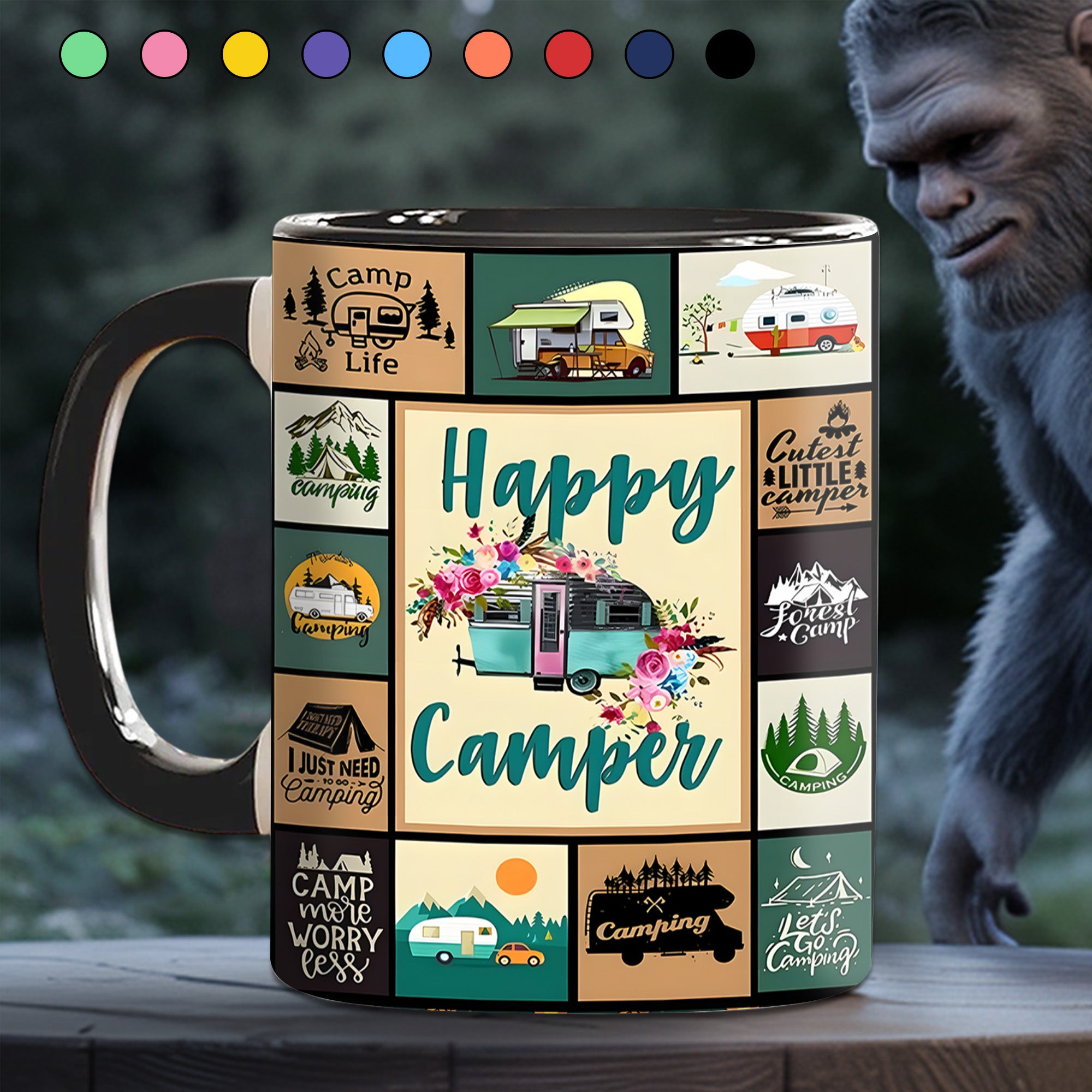 The Camping Vintage Collection Accent Mug Happy Camper Gift For Road Trip Adventurers - Image 3