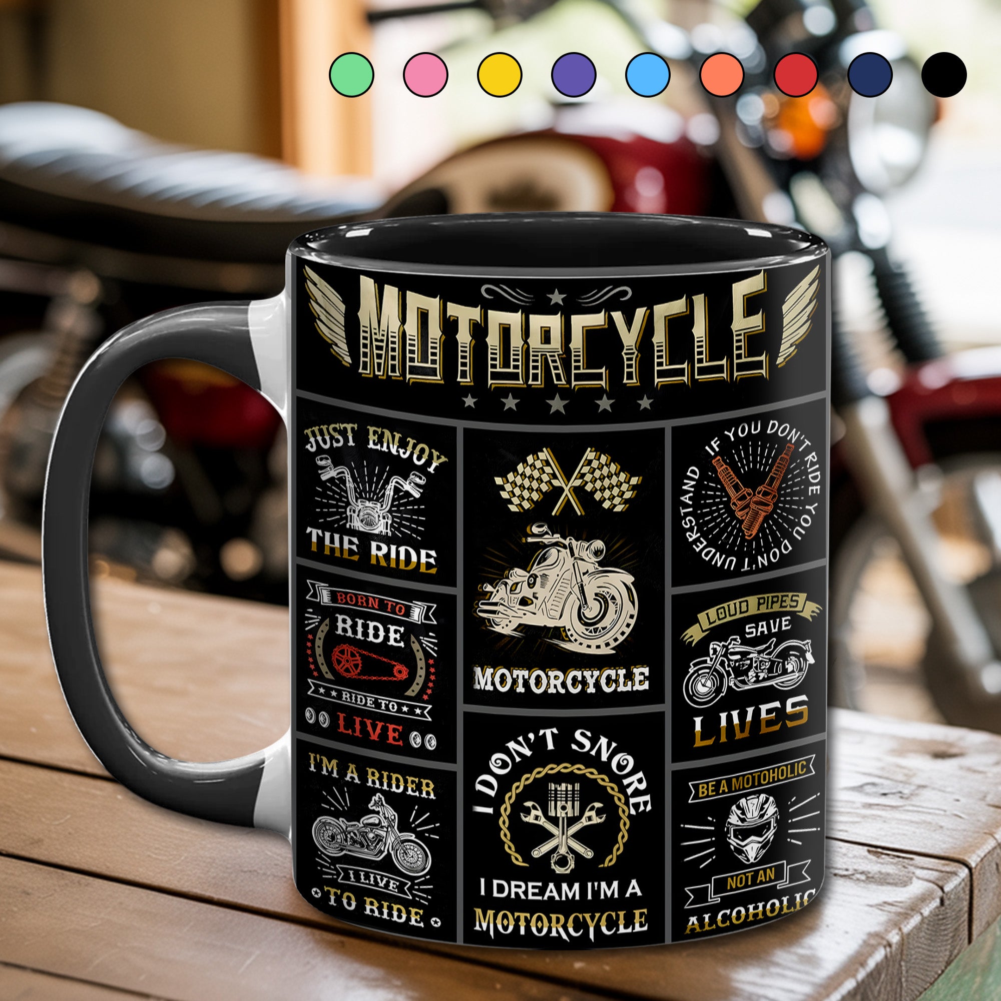 Vintage Motorcycle Collection Accent Mug Gift Ideas For Mother - Image 5