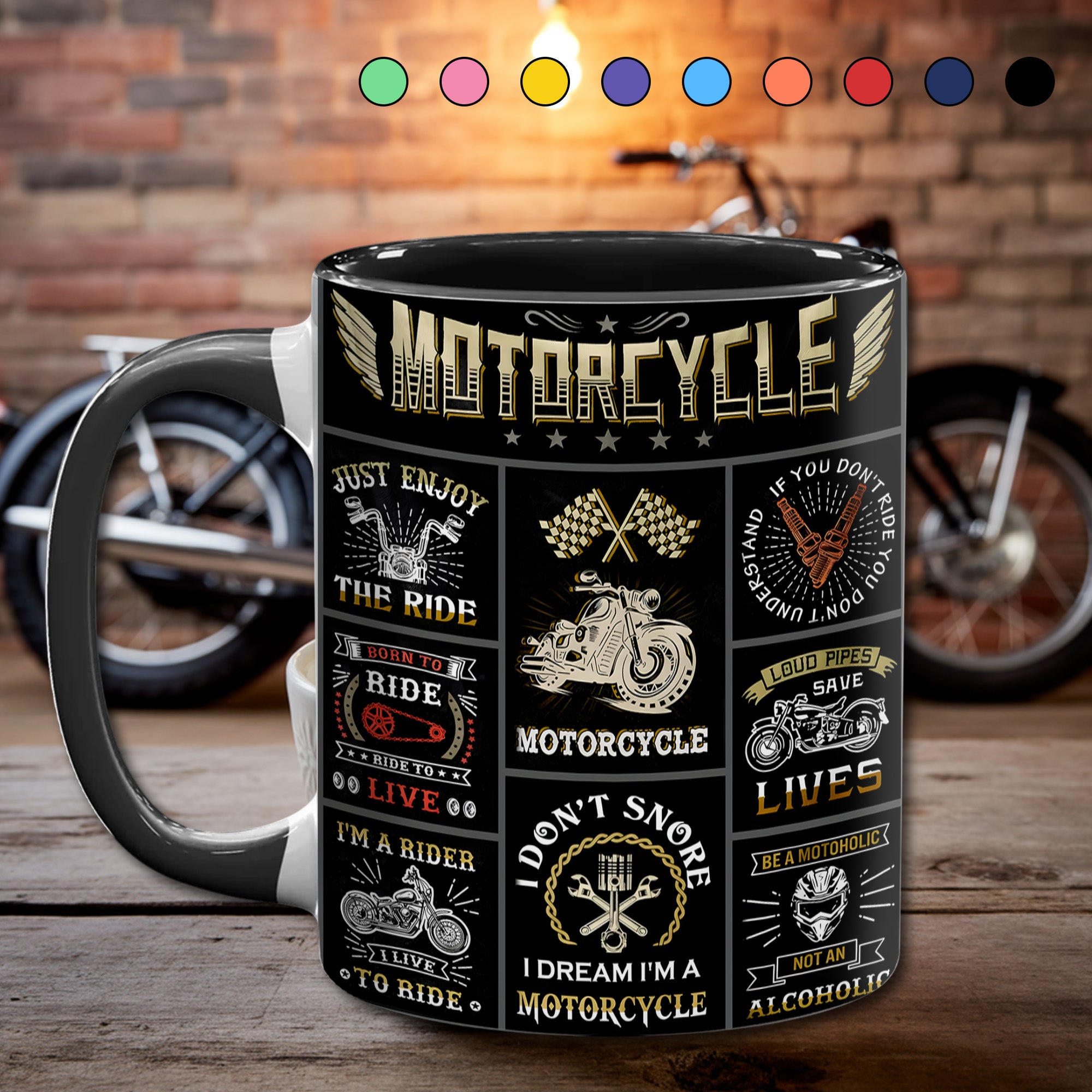 Vintage Motorcycle Collection Accent Mug Gift Ideas For Mother - Image 2