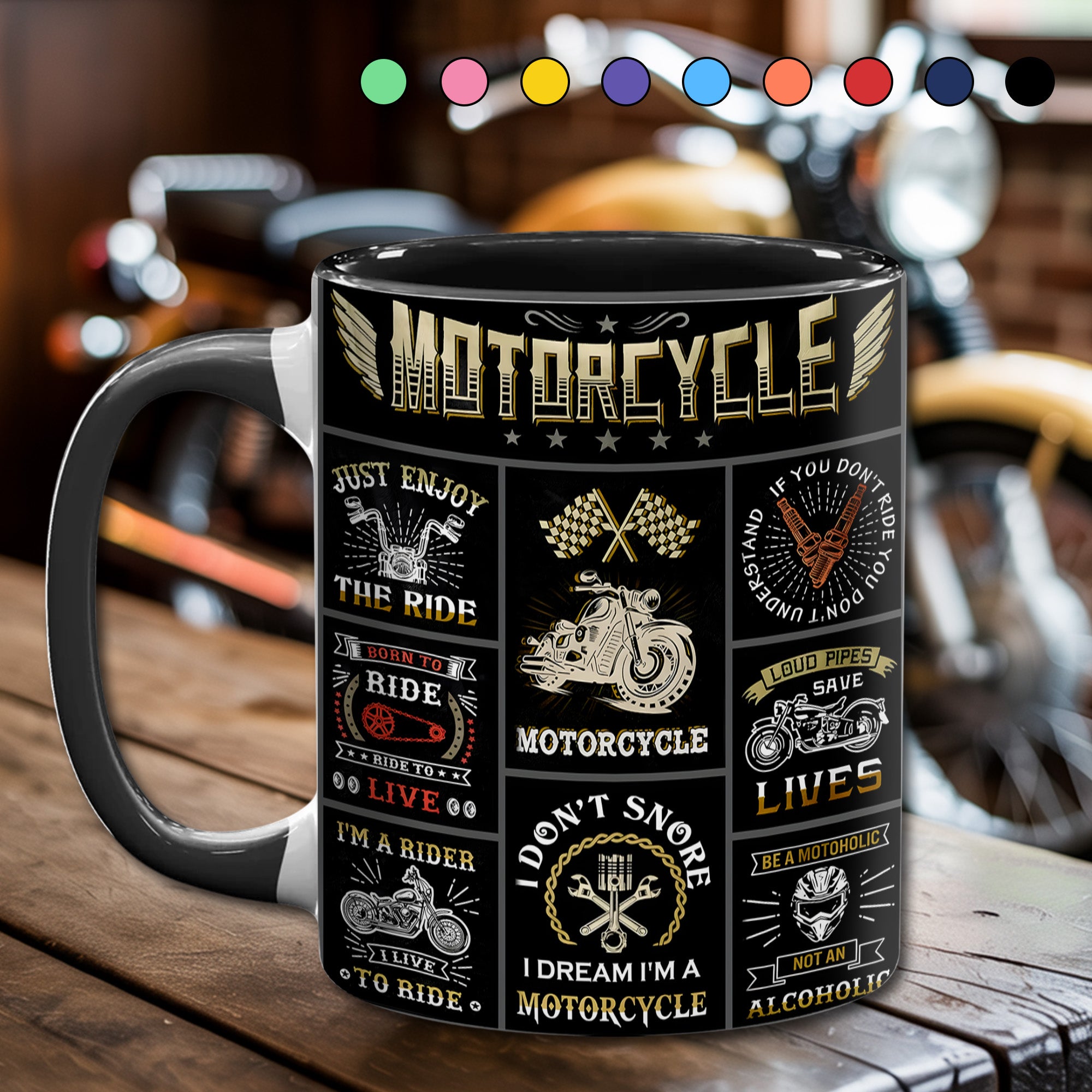 Vintage Motorcycle Collection Accent Mug Gift Ideas For Mother - Image 4