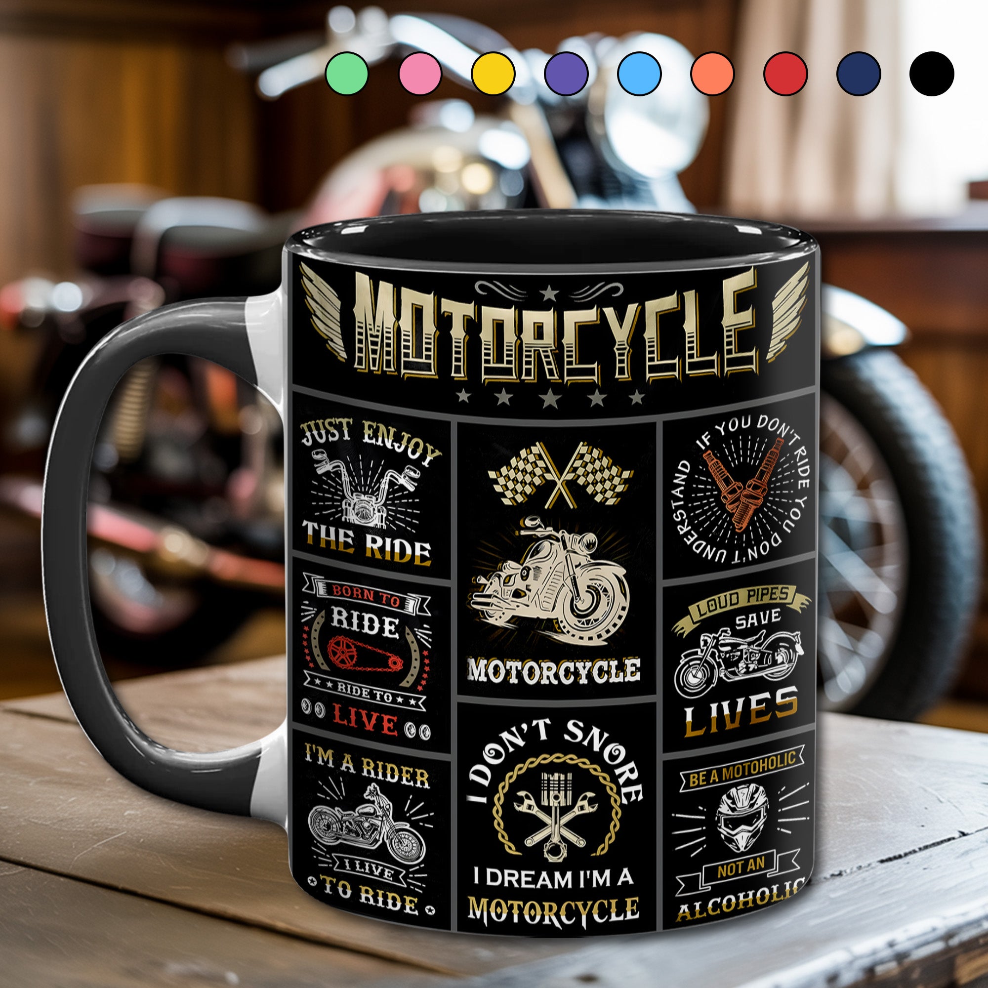 Vintage Motorcycle Collection Accent Mug Gift Ideas For Mother - Image 3