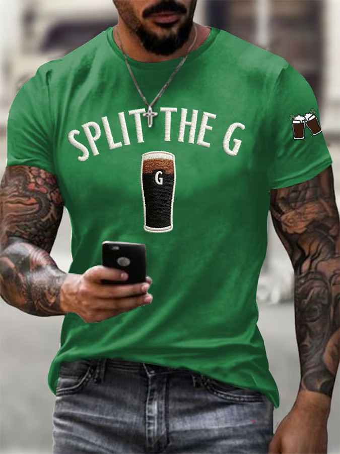 Vitamin G Saint Patrick's Day T-Shirt Split The G St Patrick's Day Shirt Gifts For Dad - Image 2