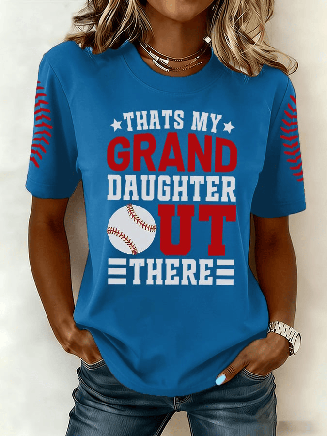 Women's That's My Granddaughter Out There Baseball Print T-shirt Presents For Baseball Lovers