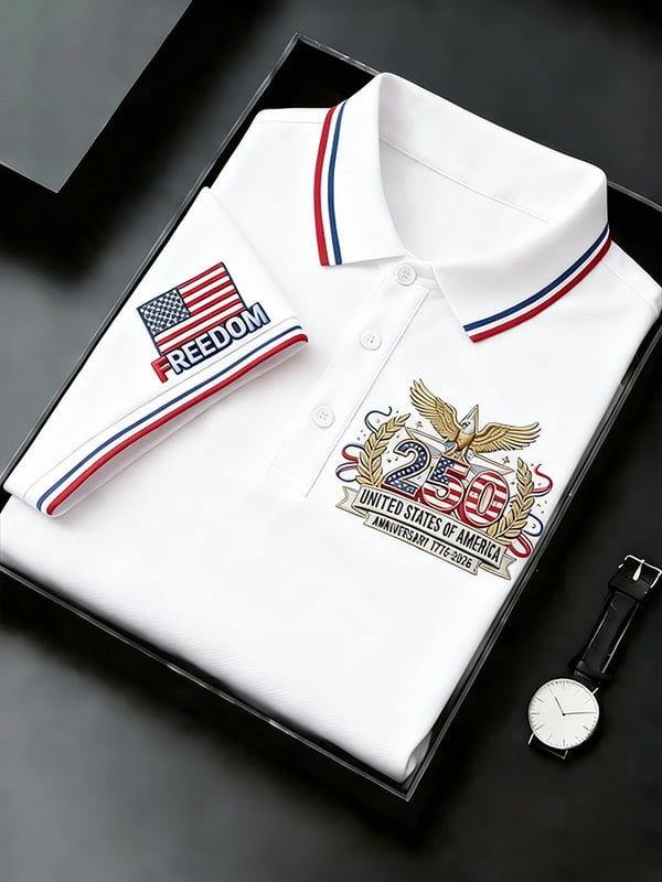 250 United States Of American Polo Shirt 1776 2026 Freedom Flag Clothes Gift For Him - Tradiviet - Image 5