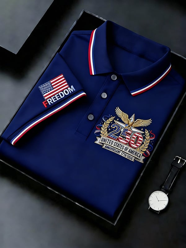 250 United States Of American Polo Shirt 1776 2026 Freedom Flag Clothes Gift For Him - Tradiviet - Image 4