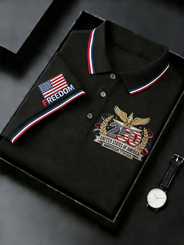 250 United States Of American Polo Shirt 1776 2026 Freedom Flag Clothes Gift For Him - Tradiviet - Image 6