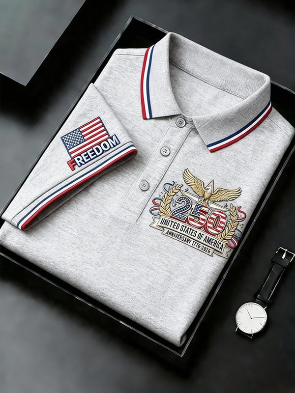 250 United States Of American Polo Shirt 1776 2026 Freedom Flag Clothes Gift For Him - Tradiviet