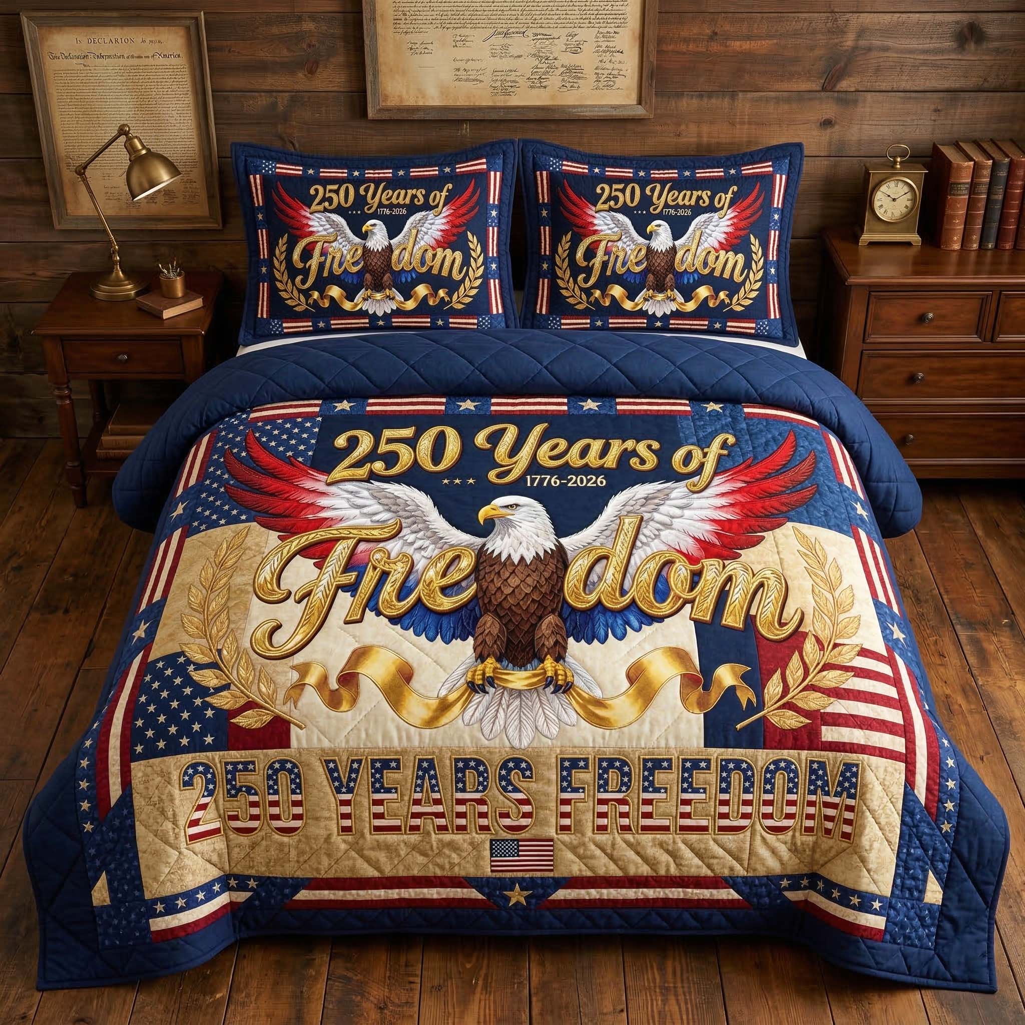 250 Years Of Freedom Quilted Bedding Set Bedroom Ideas Decorations Gift Ideas - Tradiviet