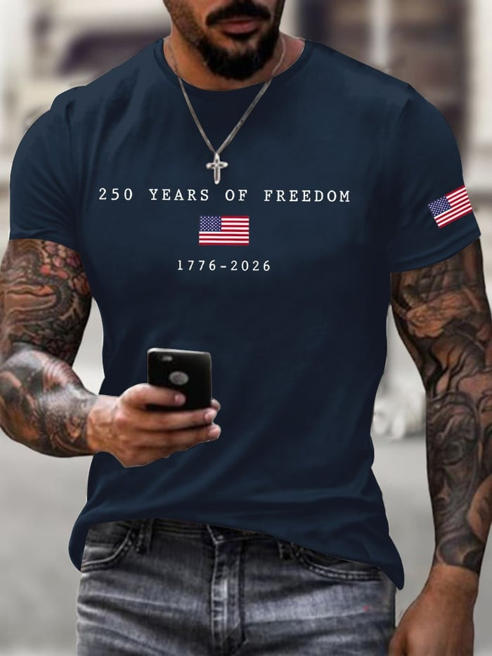 250 Years of Freedom Shirt American Flag Print Independence Day Merch Gift for Patriots - Tradiviet - Image 3