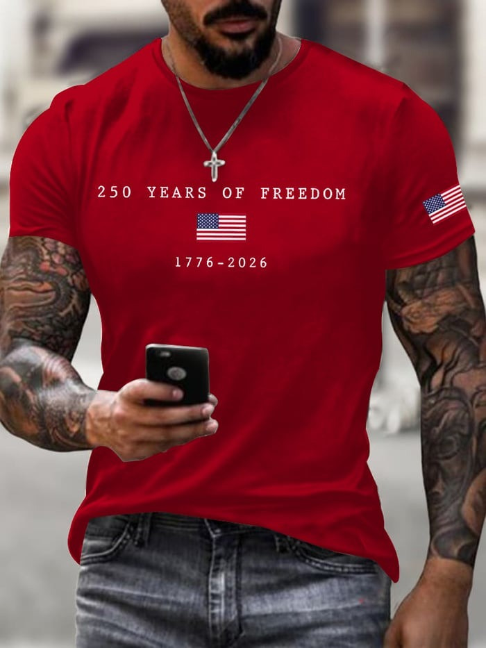 250 Years of Freedom Shirt American Flag Print Independence Day Merch Gift for Patriots - Tradiviet - Image 4