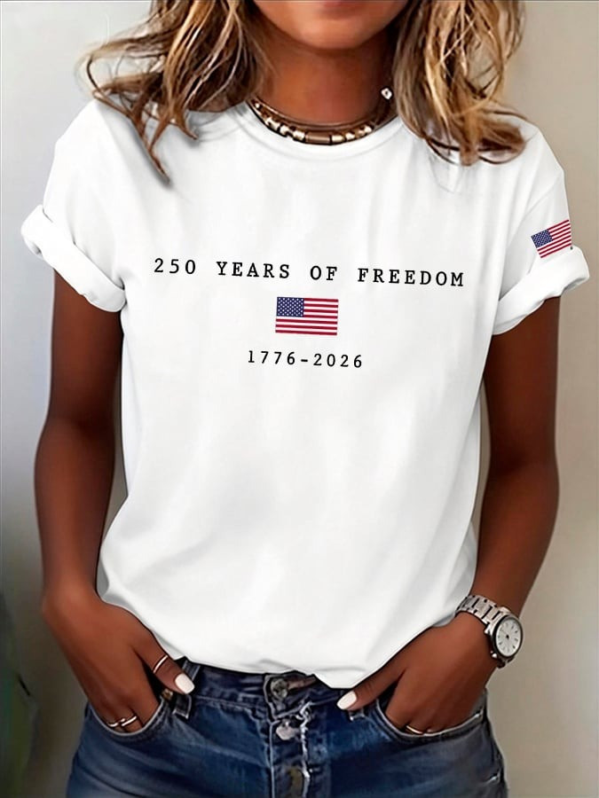 250 Years of Freedom Shirt American Flag Print Independence Day Merch Gift for Patriots - Tradiviet - Image 5