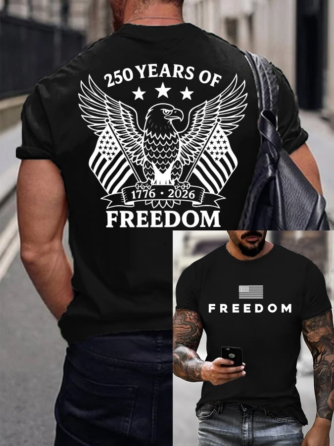 250 Years of Freedom Shirt Mens Patriotic Merch Bal Eagle Print Fourth of July Gift - Tradiviet