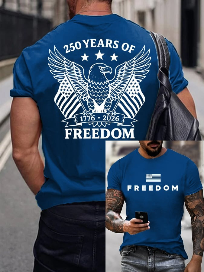 250 Years of Freedom Shirt Mens Patriotic Merch Bal Eagle Print Fourth of July Gift - Tradiviet - Image 2