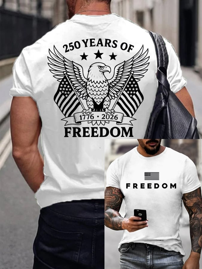 250 Years of Freedom Shirt Mens Patriotic Merch Bal Eagle Print Fourth of July Gift - Tradiviet - Image 3