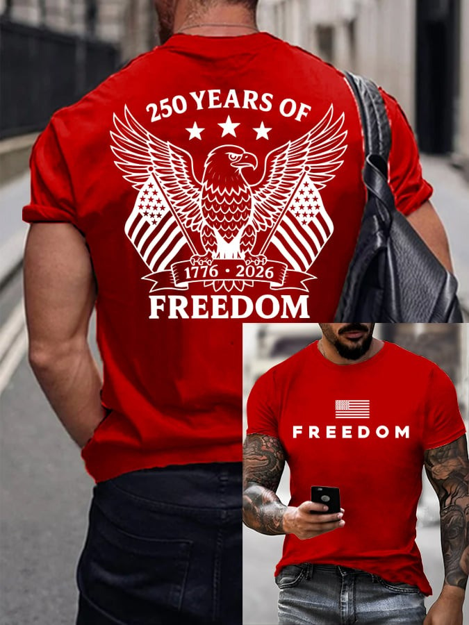 250 Years of Freedom Shirt Mens Patriotic Merch Bal Eagle Print Fourth of July Gift - Tradiviet - Image 4