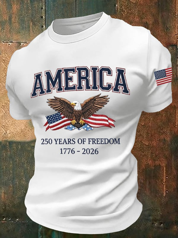 250 Years Of Freedom T-Shirt Patriotic America 1776 2026 Clothing Gift For Men - Tradiviet