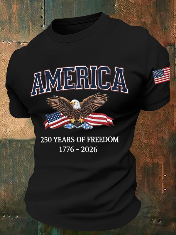 250 Years Of Freedom T-Shirt Patriotic America 1776 2026 Clothing Gift For Men - Tradiviet - Image 2