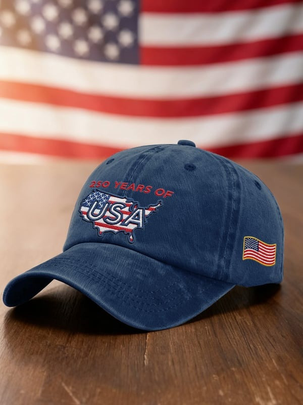250 Years of USA Patriotic Baseball Cap Vintage Independence Celebration Merch Gifts For Him - Tradiviet - Image 3