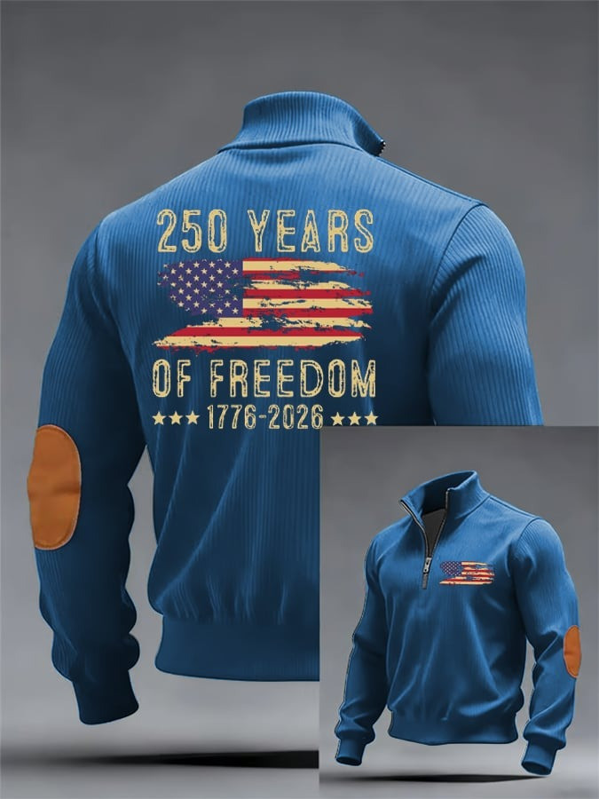 250th America Anniversary Half Zip Sweatshirt 1776 2026 Independence Day Merch Mens - Tradiviet - Image 3