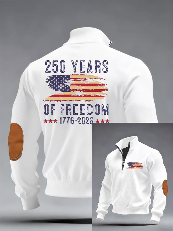 250th America Anniversary Half Zip Sweatshirt 1776 2026 Independence Day Merch Mens - Tradiviet