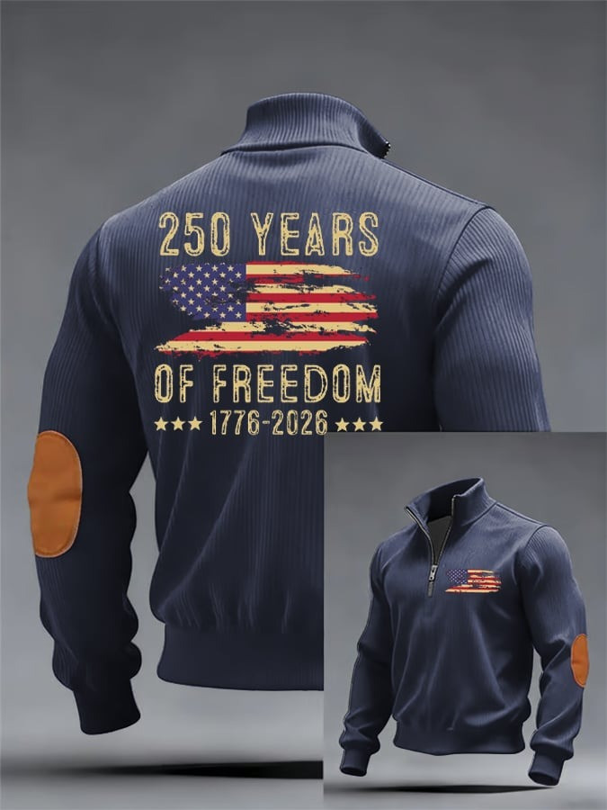 250th America Anniversary Half Zip Sweatshirt 1776 2026 Independence Day Merch Mens - Tradiviet - Image 2
